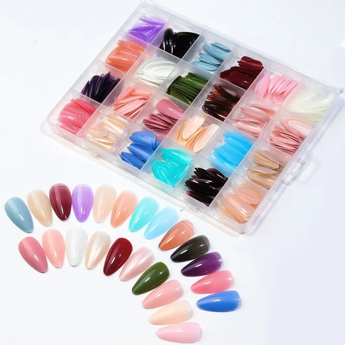 576pcsbox Colorful Fake Nails Acrylic Full Cover