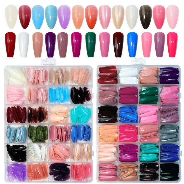 576pcsbox Colorful Fake Nails Acrylic Full Cover