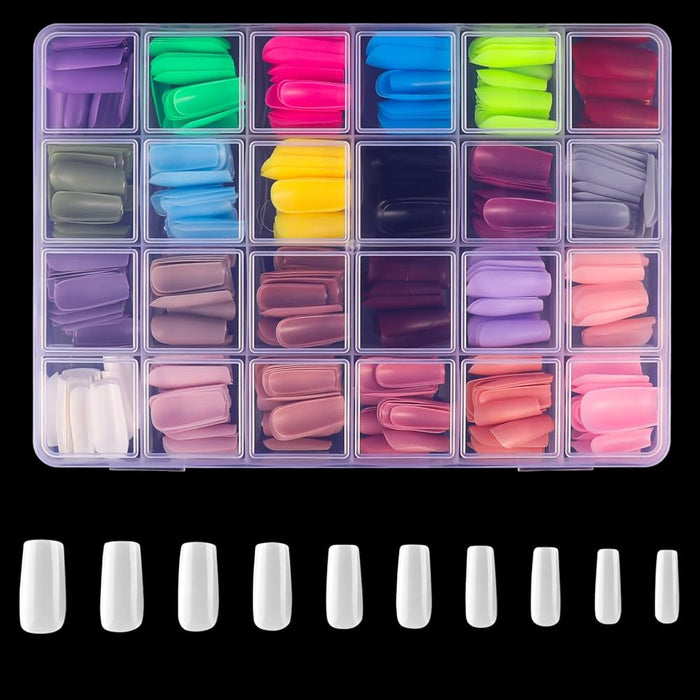 576pcsbox Colorful Fake Nails Acrylic Full Cover