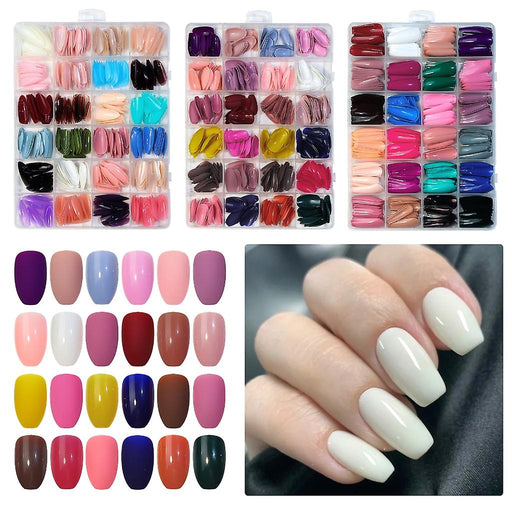 576pcsbox Colorful Fake Nails Acrylic Full Cover